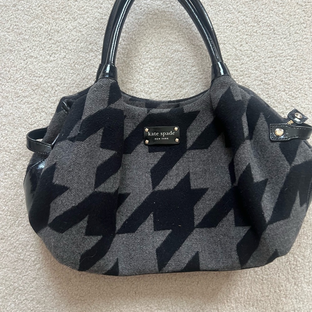 Kate Spade Houndstooth Black and Gray Shoulder Bag